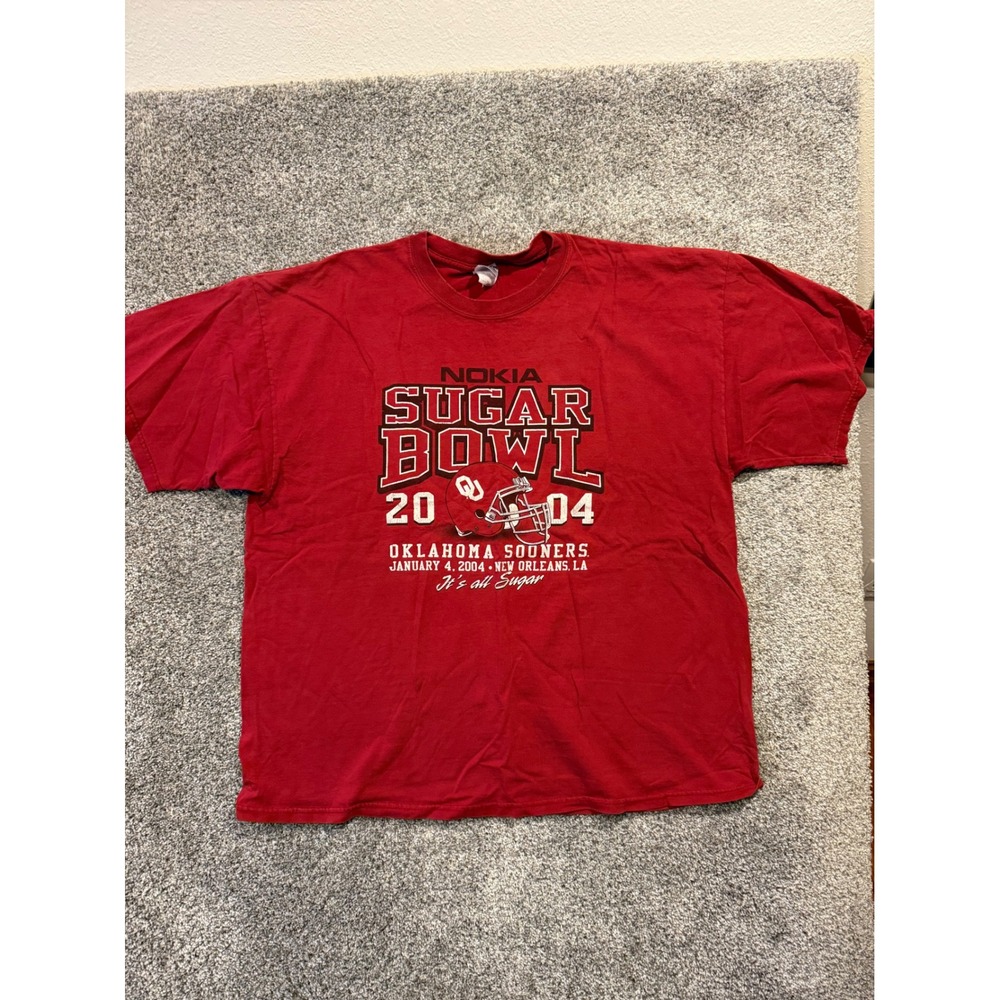 VTG Nokia Sugar Bowl 2004 Oklahoma Sooners Football T-Shirt Gildan XXL *‎